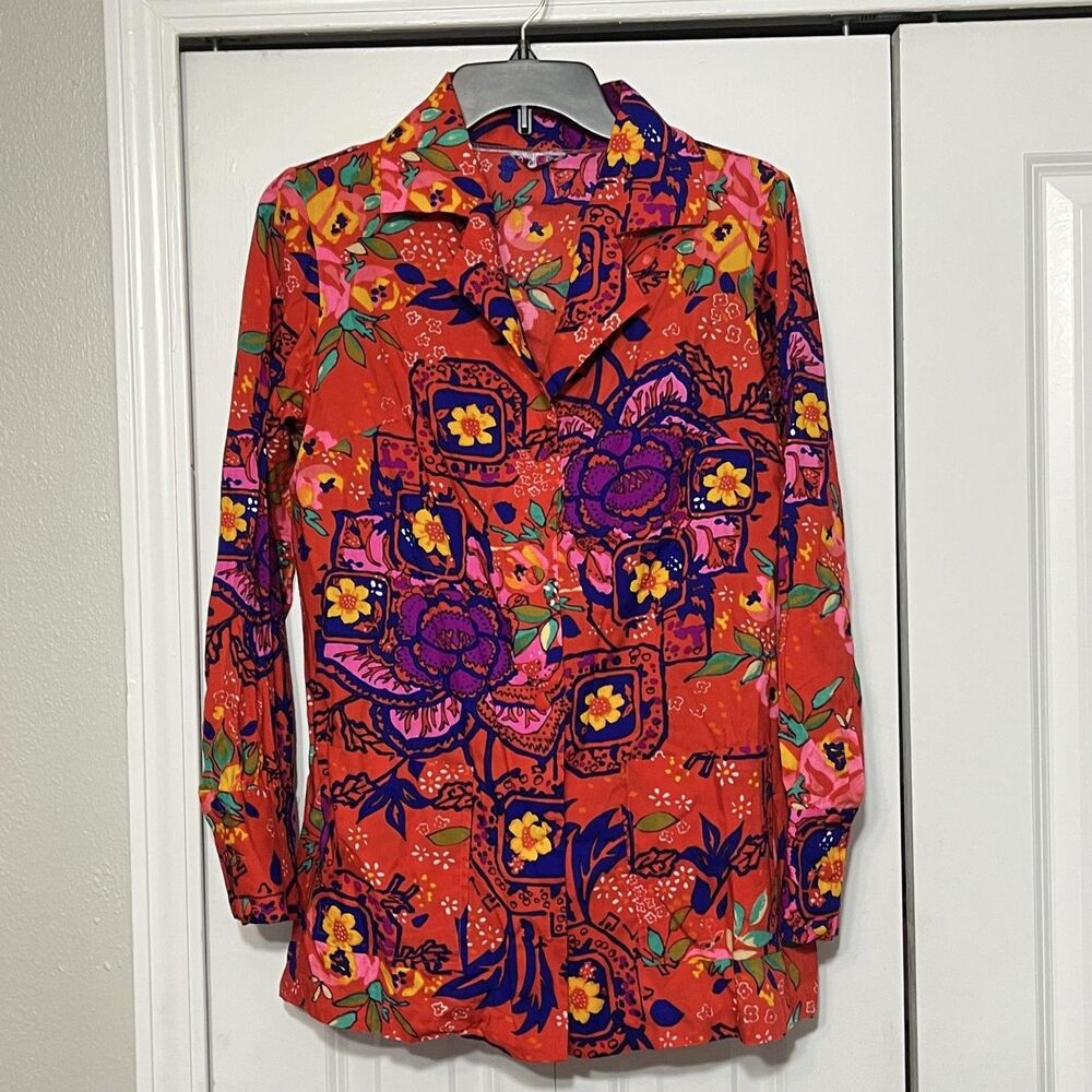 Vintage Rose Marie Reid Top Jacket Swimsuit Cover Psychedelic Hawaiian 50s 60s